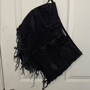 Forever 21 Black Distressed Jean Shorts